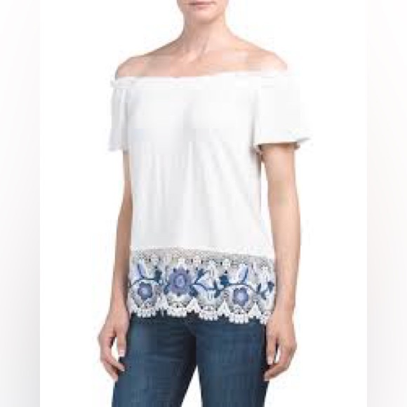 Adiva Off The Shoulder Top W/Crochet Detail - Picture 1 of 7